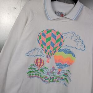 Morning Sun Hot Air Balloon Vintage '80s Neon Crewneck Sweatshirt Collar XL